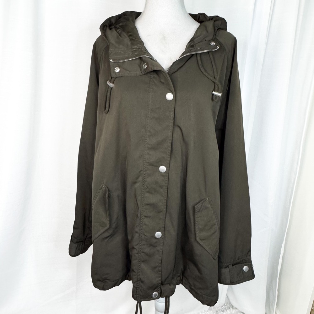 Levi's Womens Brown Hooded Utility Jacket Lined Drawstring Hem Windbreaker 2XL